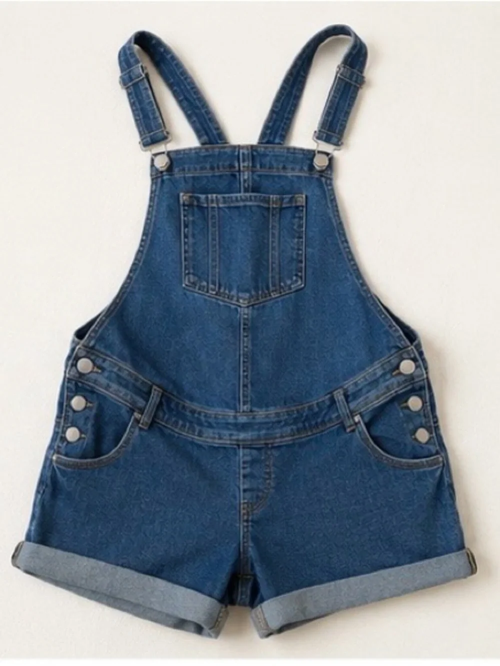 Maternity Denim Short Overalls - Blue